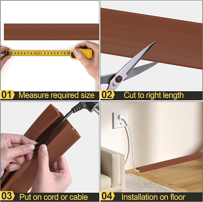 MYFAMIREA 6.5FT Floor Cord Cover Heavy Duty Cable Cover Protector 3 Channels - Image 5