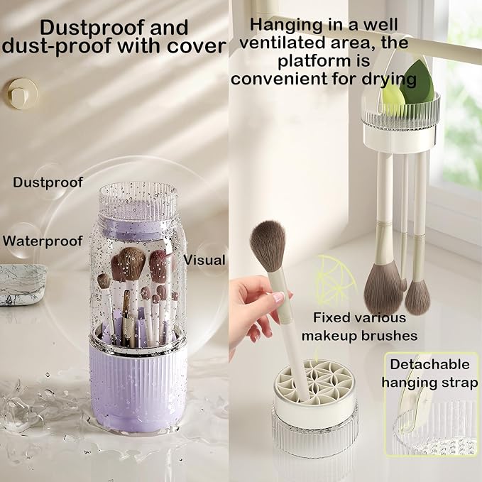 360 Rotating Makeup Brush Holder Organizer, Makeup Brush Holder - Image 4