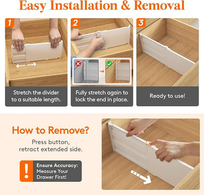 Lifewit 8" High 6 Pack Deep Drawer Dividers, 13.8-22.5" Adjustable Dresser - Image 4