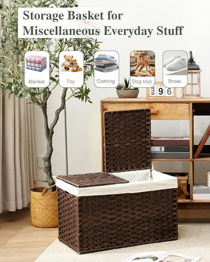 SETVSON Storage Basket with Lid Wicker Baskets - Image 7