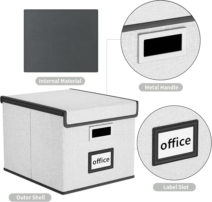 File Organizer Box with Lids, Collapsible File Folder Organizer | File Box with - Image 4