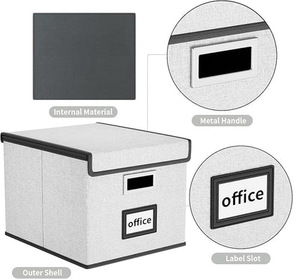 File Organizer Box with Lids, Collapsible File Folder Organizer | File Box with - Image 4