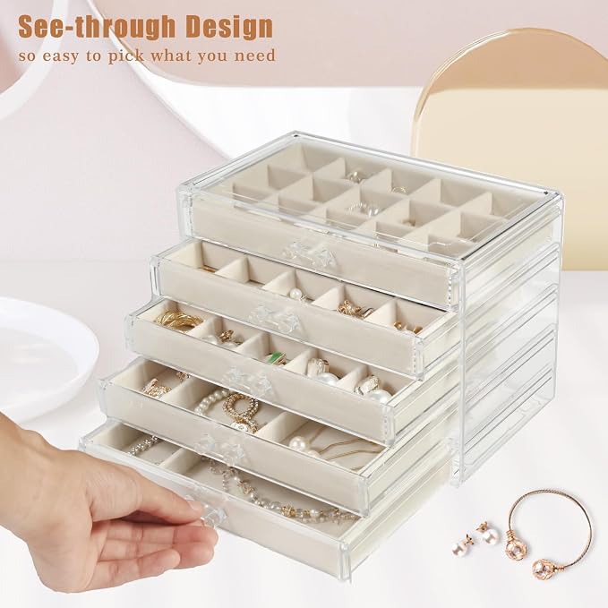 GUOER 5 Drawers Clear Jewelry Box - Image 4