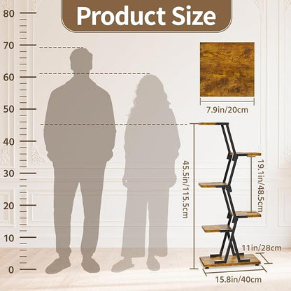 LASZOLA 5 Tier Tall Wood and Metal Plant Stand Indoor - Image 5