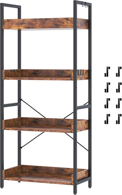 HCHQHS 4 Tier Bookshelf, Adjustable Industrial Bookcase, Vertical Tall Book by HCHQHS
