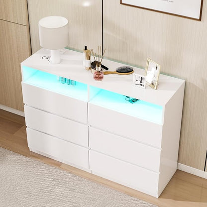 Vipbear White Dresser 6 Drawer for Bedroom by VipbearLiving