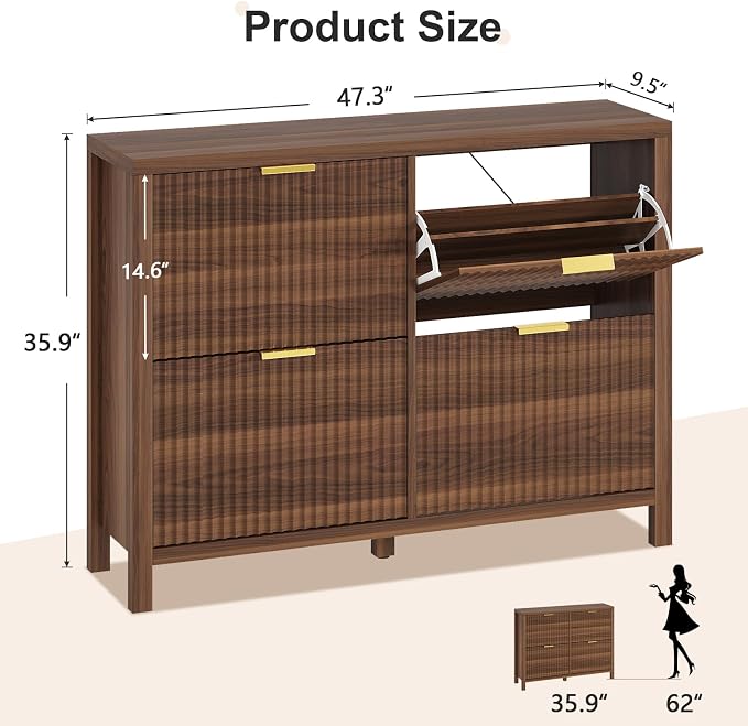 47" Fluted Shoe Cabinet Stoarge - Image 2