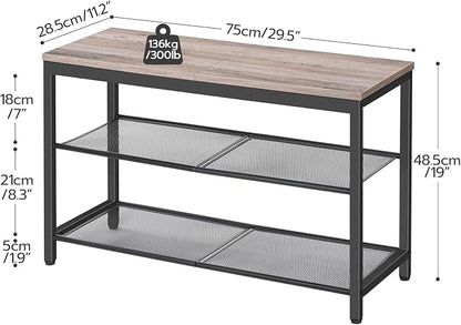 HOOBRO Shoe Bench, 3-Tier Shoe Rack, Industrial Shoe Organizer Storage Bench - Image 3