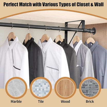 Closet Rod, 16 to 51 Inch Closet Rods Heavy Duty Adjustable Wardrobe Poles - Image 4