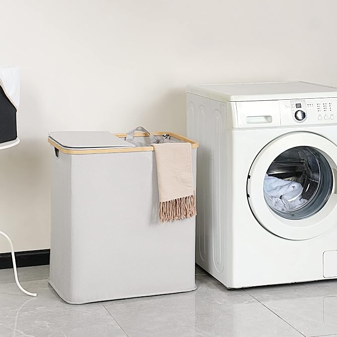 efluky Laundry Hamper with Lid, Double Laundry Hamper with 2 Removable Bags - Image 6