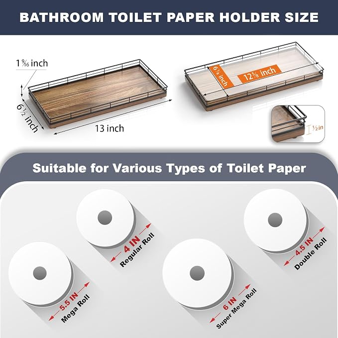 Acacia Bathroom Toilet Tank Tray, Vanity Tray - Image 4