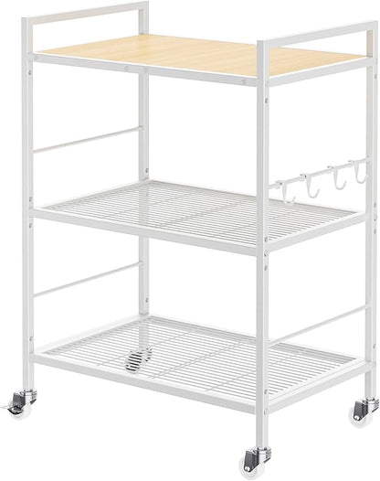 3-Tier Metal Storage Rack with Industrial Wheels, Mesh Shelving Unit with by Unknown