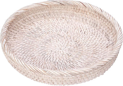 Hipiwe Key Basket Bowl for Entryway 10" Round Woven Wicker Fruit Tray Serving by Hipiwe