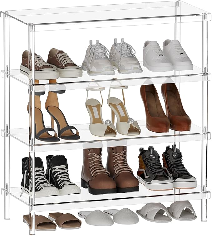 Aquiver 4-Tier Acrylic Shoe Rack by AQUIVER