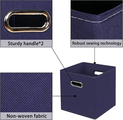Navy Blue Fabric Storage Bins, Foldable Cube Bins - Image 7