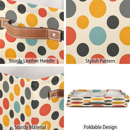 TropicalLife 13x13x13 Inch Large Fabric Storage Cube Vintage Polka Dots - Image 5