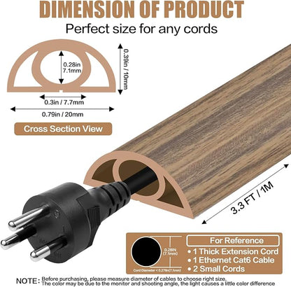 Floor Cord Cover Self Adhesive Cord Hider, 3.3FT Cable Management, Extension - Image 2