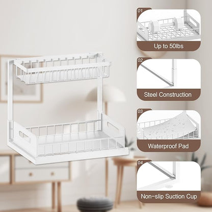 VUSIGN 2 Tier Under Sink Organizer and Storage, Slide Out Pull Out Cabinet - Image 8