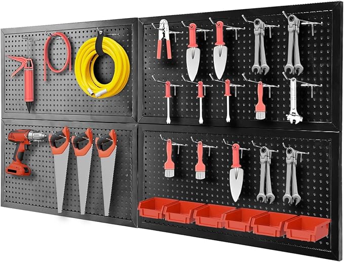 48x24 Inch Metal Pegboard Wall Organizer, Peg Board Utility Tool Storage by JACKBOSS