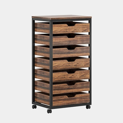Tribesigns 7-Drawer File Cabinet, Wood Mobile Storage Drawer, Rustic Brown | - Image 8