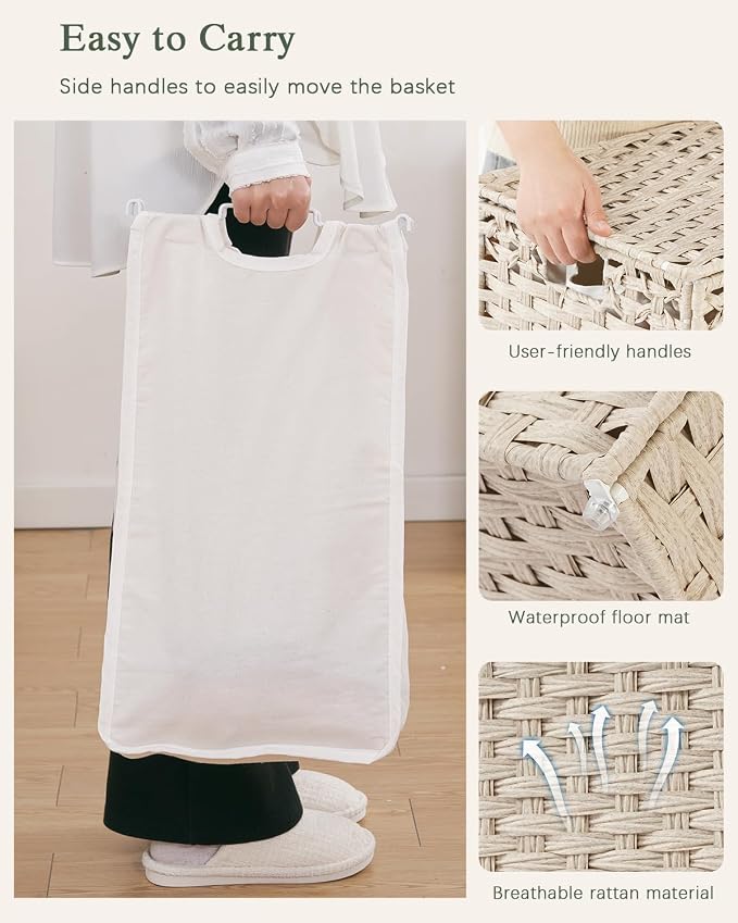 SETVSON Laundry Hamper with Lid Wicker Laundry Basket 112 L Laundry Hampers - Image 6
