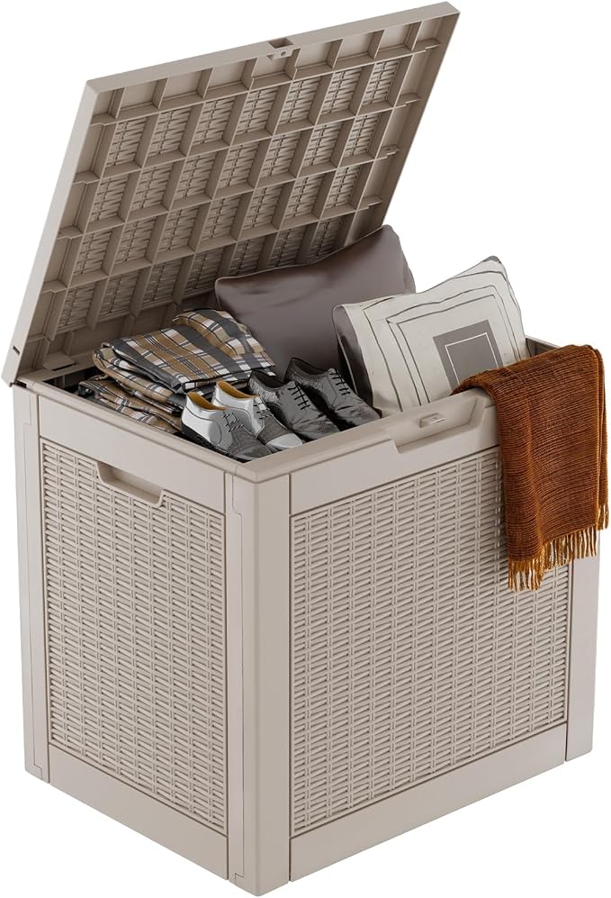 31 Gallon Outdoor Storage Box, Waterproof Resin Deck Box by GGYI