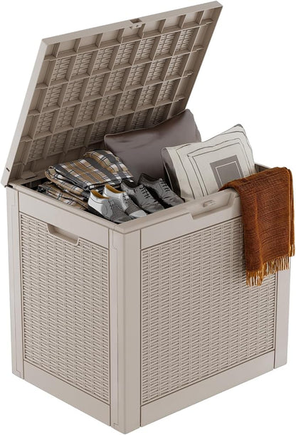 31 Gallon Outdoor Storage Box, Waterproof Resin Deck Box by GGYI
