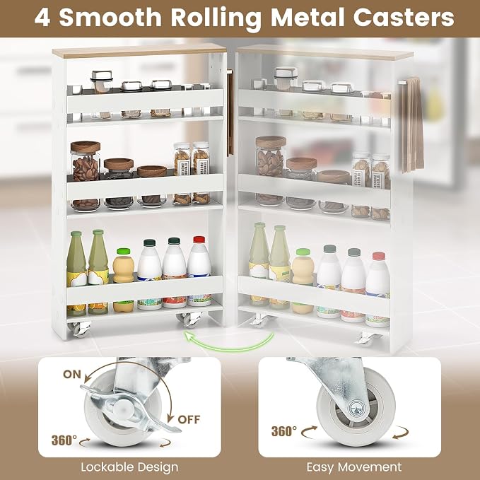 Slim Storage Cart, 4 Tier Rolling Storage Cabinet - Image 8