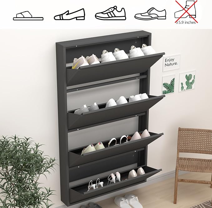 GREATMEET Black Shoe Cabinet Storage - Image 6