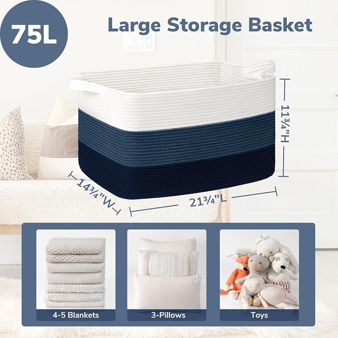 Goodpick Storaget Basket, 21.6" x 14.9" x 11.8", Toy Storage Baskets - Image 3