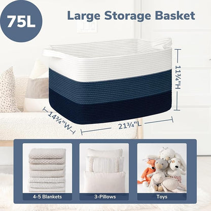 Goodpick Storaget Basket, 21.6" x 14.9" x 11.8", Toy Storage Baskets - Image 3