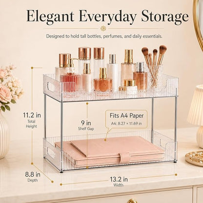 Goderewild 2-Tier Bathroom Counter Organizer, Fits A4 Size Makeup Organizer - Image 2