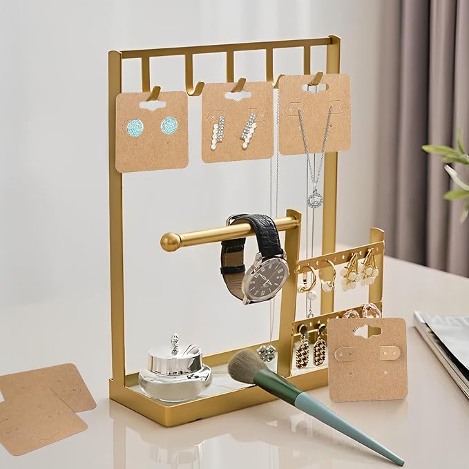 joycraft 100Pcs Earring Display Holder Cards, 2 Inch Brown Earring Hanging Cards - Image 4
