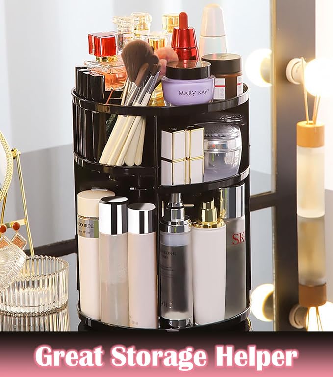 360 Rotating Makeup Organizer, Adjustable Bathroom Makeup Spinning Storage - Image 5