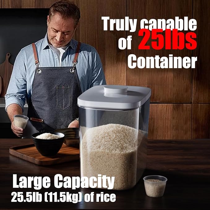 Rice Container - 25 Lbs/12KG/12L Rice Dispenser Storage - Image 6