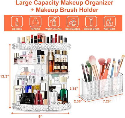 360 Rotating Makeup Organizer for Vanity + Makeup Brush Holder, Perfume - Image 5