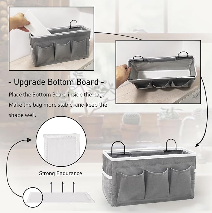 2pcs 3-pockets Large Wall Hanging Organizer Bag, Linen Fabric Door Hanging - Image 3