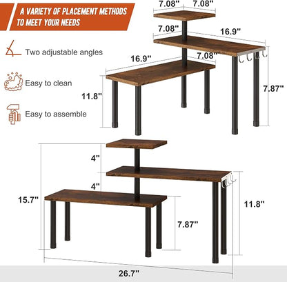 GHWIE Corner Shelf Organizer, 3 Tier Bamboo Kitchen Countertop Rack - Image 3