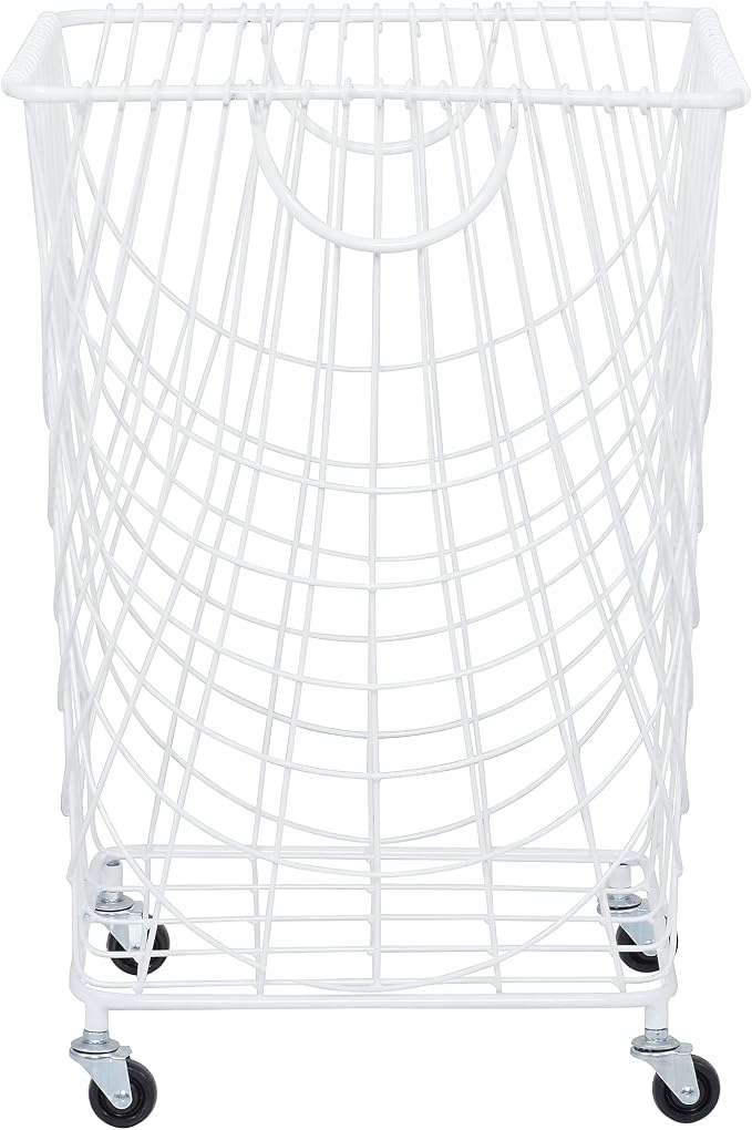 Deco 79 Metal Storage Cart Deep Set Mesh Rolling Laundry Basket - Image 3