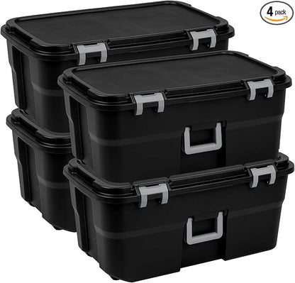 Sterilite 4 Pack Wheeled Footlocker, 22 Gallon Plastic Storage Container by Sterilite