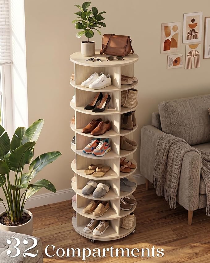 8 Tier Rotating Shoe Rack Tower Organizer Spinning Lazy Susan Rack | - Image 2