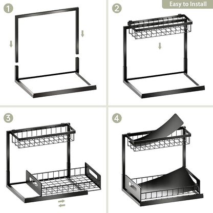 Under Kitchen Sink Organizer 2 Tier, Pull Out Bathroom Sink Organizers and - Image 7