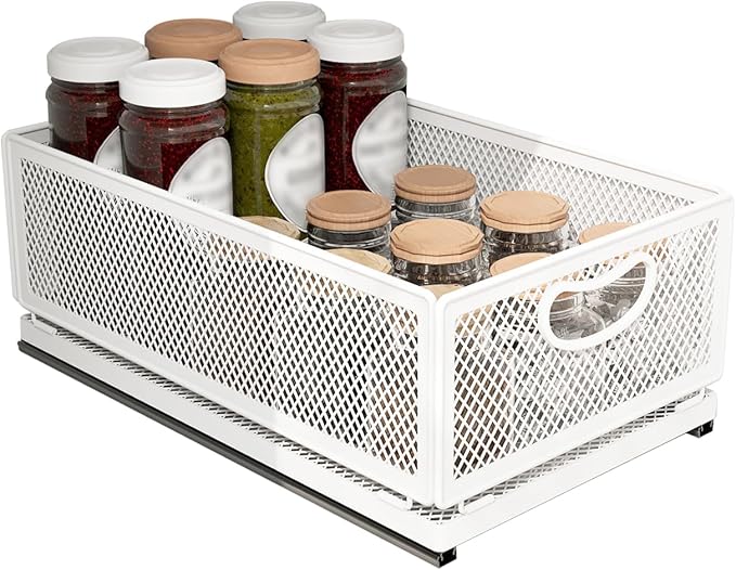 Sliding Cabinet Basket Organizer Drawer Self Adhesive Slide out Pantry Shelves by ULIKEUS