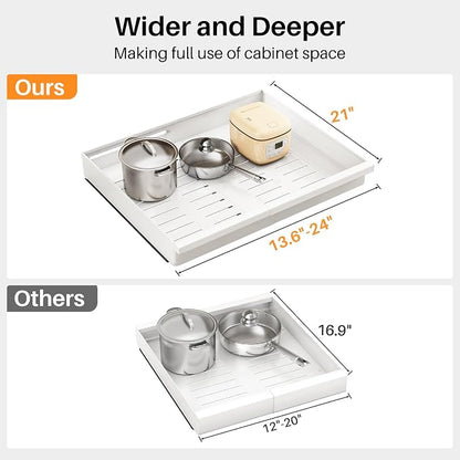 Pull out Cabinet Organizer, Adjustable Full-Extension Adhesive Roll out Shelves - Image 2