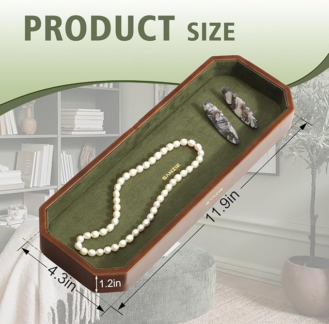 SANZIE Leather Tray Organizer Small Trays Decorative Tray Desktop Storage - Image 5
