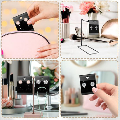 Black Velvet Plastic Display Cards 100 PCS Earring Card Holder Hanging Jewelry - Image 6