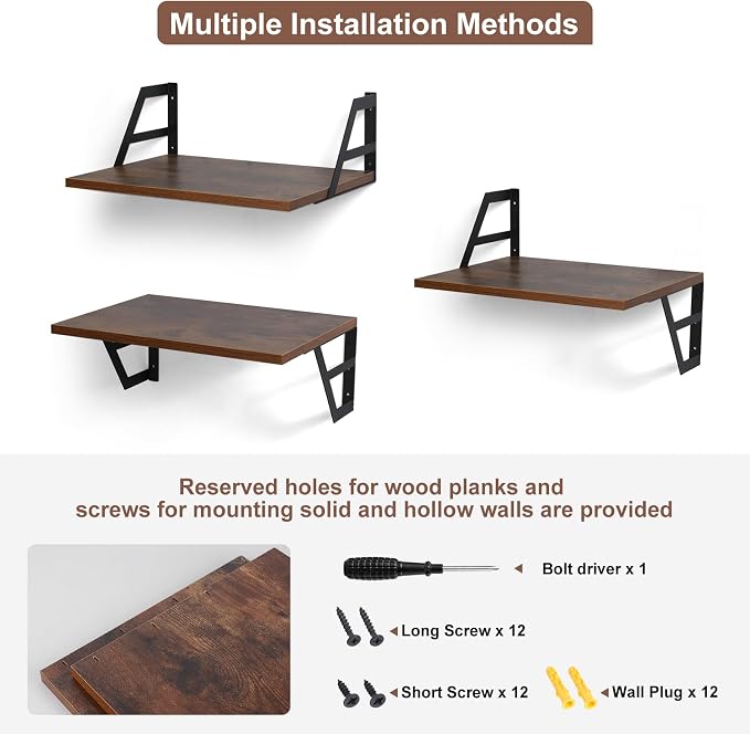Tectocker-DOU 2 Pc Deep Floating Shelves ; Wall Mounted Hanging Shelves - Image 6