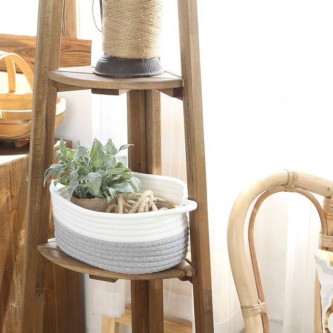 Sea Team 2-Pack Cotton Rope Baskets, Fabric Tray, Oval Open Dish - Image 4