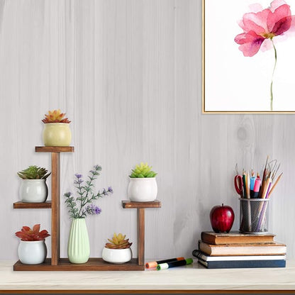 Wood Desktop Plant Stand Indoor Small Windowsill Flower Shelf Tabletop Plant - Image 2