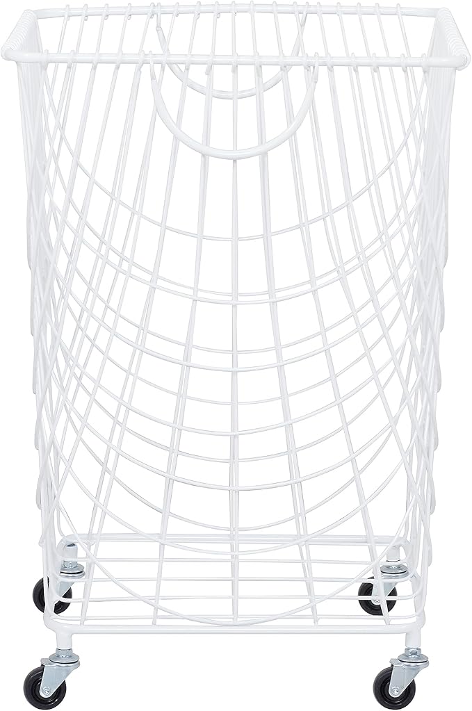 Deco 79 Metal Storage Cart Deep Set Mesh Rolling Laundry Basket by Deco79